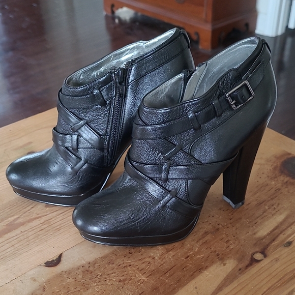 Calvin Klein Shoes - New Calvin Klein Black Leather Platform Stilleto Boots Size 7